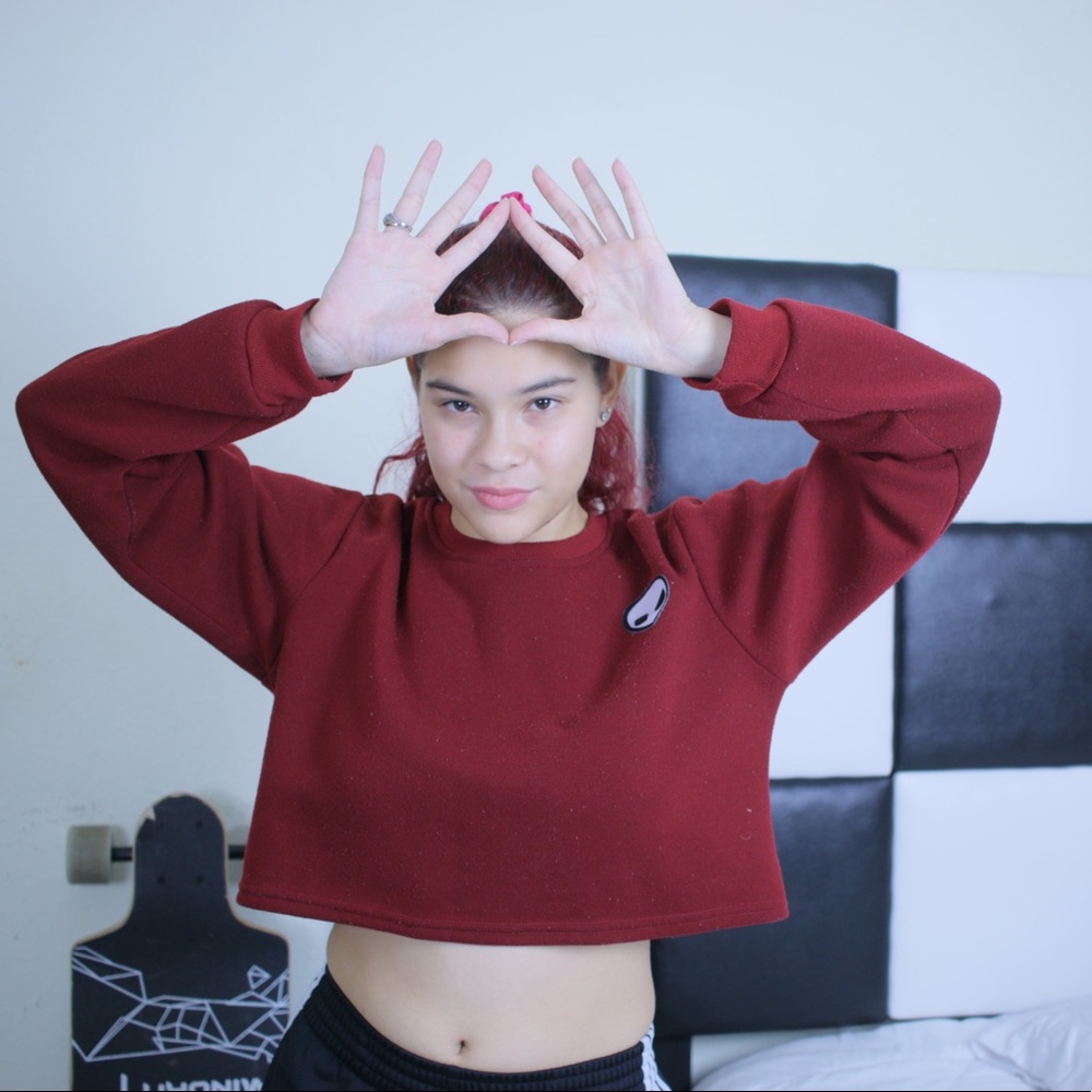 Red Alien Crop Sweater
